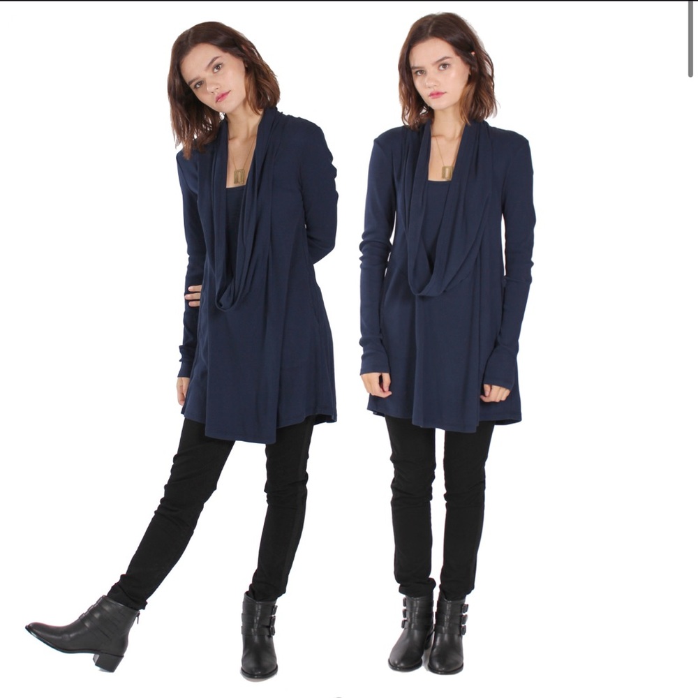 Prairie Underground Navy Cowl Neck Tunic Sweater